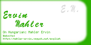 ervin mahler business card